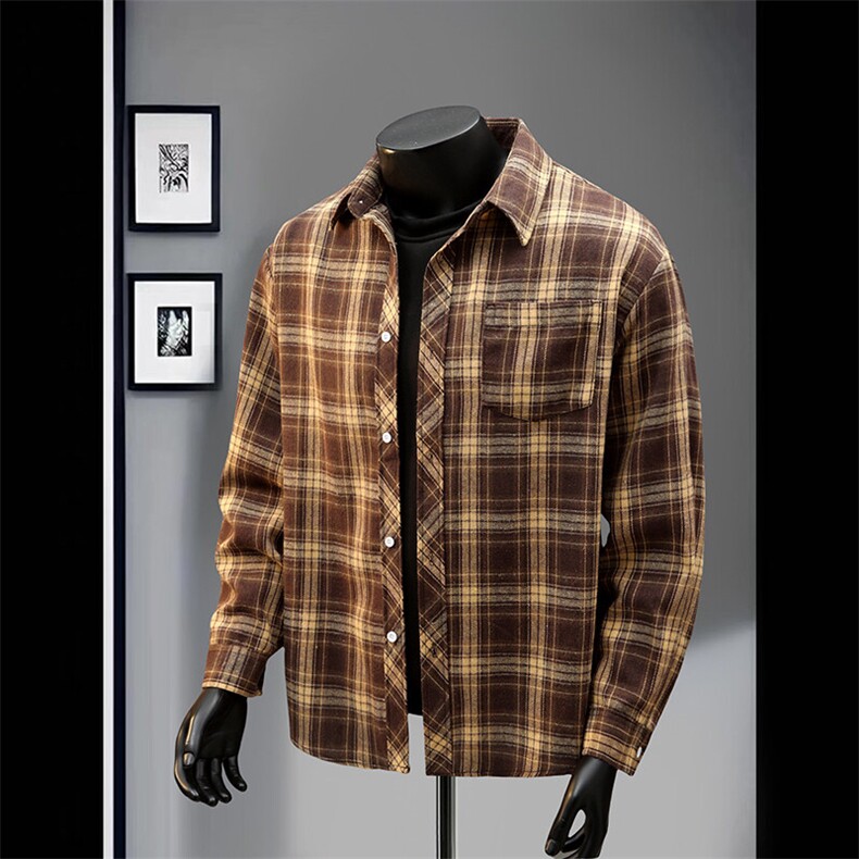 59港风格子衬衫宽松外套男女衬衣百搭格子外套CS2401P35，男装衬衫，电商A128