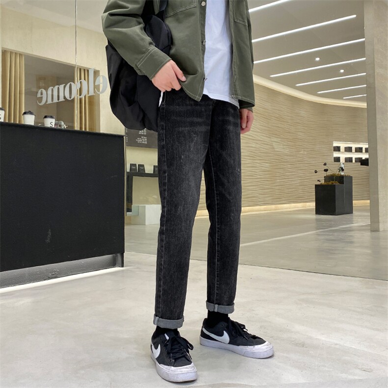 春秋季男装休闲裤男蓝灰色修身小脚男裤微弹力牛仔裤796/P65,男装牛仔裤,星座1412-1