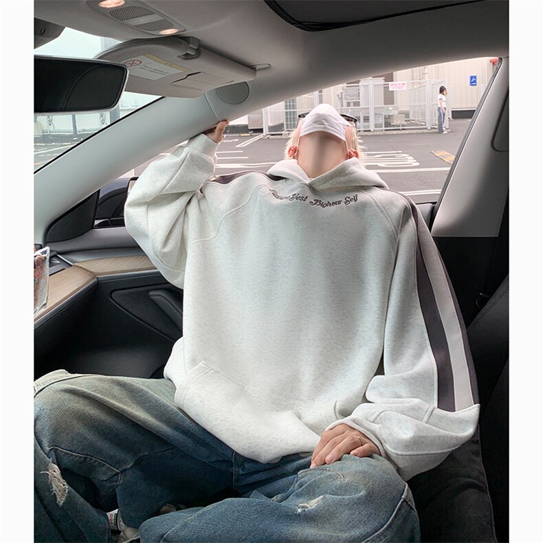 港风美式字母刺绣袋鼠兜套头连帽卫衣男insXZ213-W2206-P88控108,男装卫衣,星座213