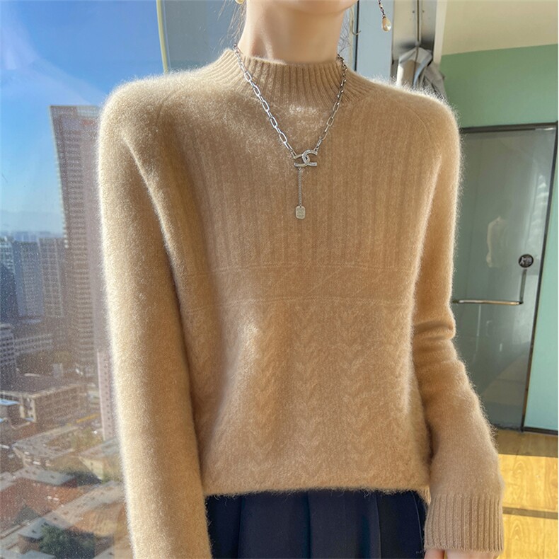 气质优雅秋冬装新款修身显瘦百搭针织羊毛衫,女装羊毛衫,宇灿羊绒