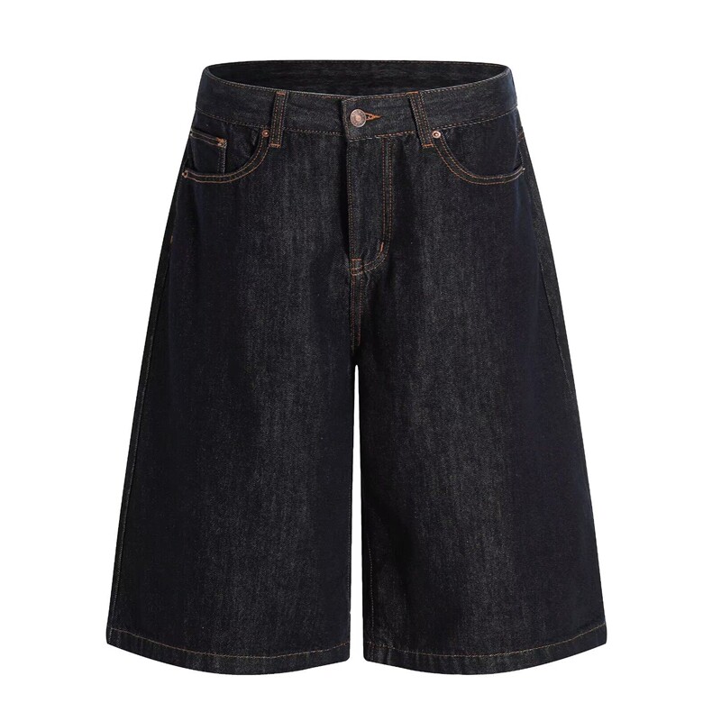 美式复古牛仔短裤男潮牌高级感小众宽松休闲阔腿七分裤夏季新款,男装牛仔裤,星座715-4