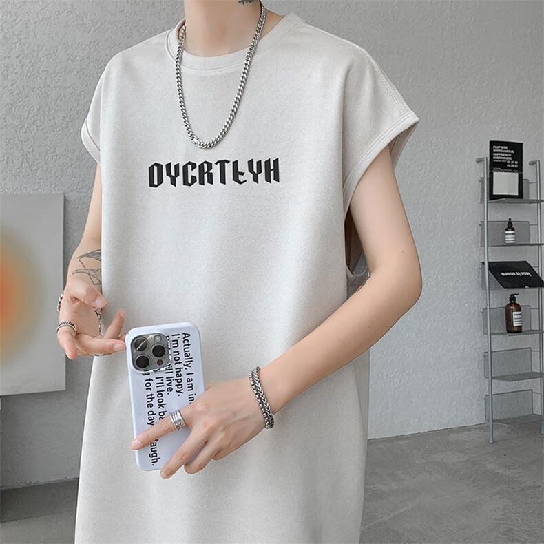 短袖背心男夏季新款港风宽松鹿皮绒圆领套头大码坎肩T9933-P19，男装背心/马甲，星座214-3