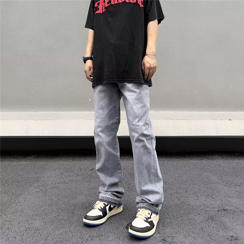 牛仔裤男美式vibe裤子2023夏季高街潮牌直筒百搭水洗裤N08160-P45,男装牛仔裤,星座308B-1