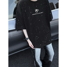 量大优供抖音视频支持得物配合二开美式满天星亮片短袖T恤MTX202，男装T恤，电商A486