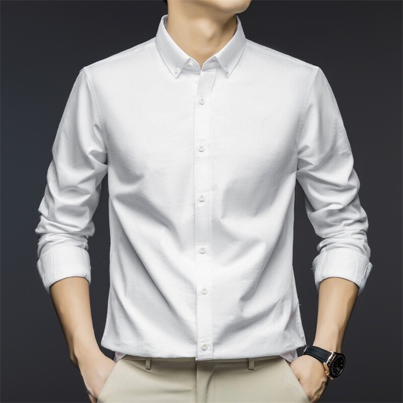G88252男士春季新款长袖衬衣青年修身尖领衬衫休闲图片