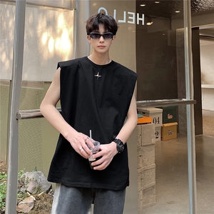 1美式港风垫肩四角星设计背心大码M-5XL休闲背心男BX8764P25控39图片
