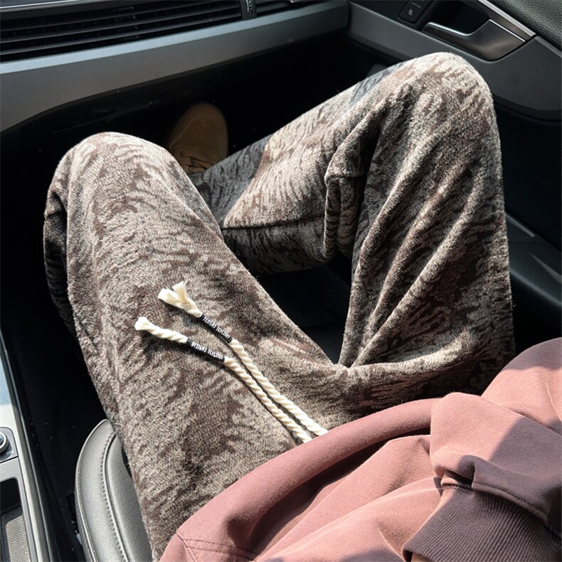 安哥拉红扎染裤子男冬季加厚重磅阔腿裤潮牌春秋大码宽松直筒长裤，男装休闲裤，星座211-1