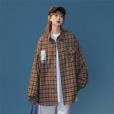 格子衬衫长袖美式复古潮牌痞帅防晒外套潮流ins衬衣服，男装防晒衣，星座1210-1