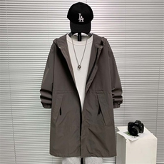 秋冬连帽时尚休闲宽松中长款风衣外套FY022-P115控158XZ402-2货足，男装风衣，星座402-2