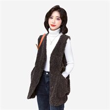 时尚气质仿羊羔毛马甲女冬季新款百搭显瘦保暖外套，女装马甲，超帛