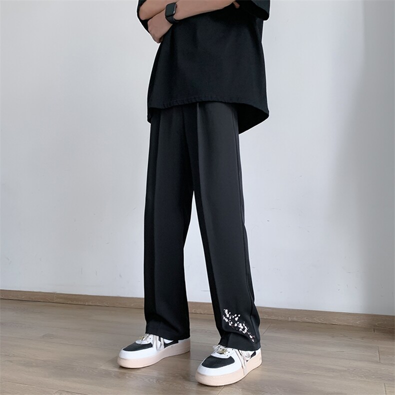 港风新中式休闲裤西裤长裤冰丝裤直筒裤A014-DY2376-P50控68,男装西裤,电商A014
