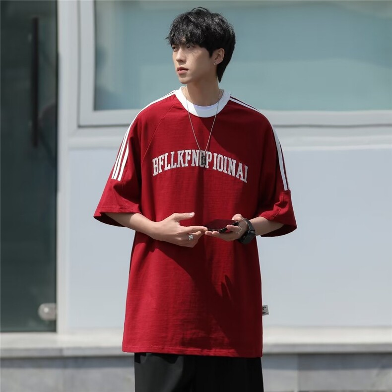 T恤男短袖韩版潮流字母刺绣高街帅2026夏季ins宽松体恤ST201-P32,男装T恤,星座412