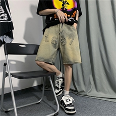 抖音五分牛仔裤潮流简约百搭青少年短裤N01636-P38，男装牛仔裤，星座308B-2