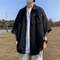 高街拉链开衫短袖男夏季潮牌宽松痞帅高级感上衣1001-1-CS49-P33，男装T恤，星座1001-1