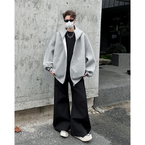 美式开衫潮流休闲加绒拉链连帽卫衣外套男秋冬宽松潮牌WY0311-P62图片