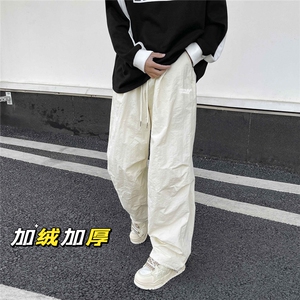 加绒休闲裤男港风高街2024春冬ins直筒长裤K4912-常规38-加绒43图片