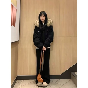 2025美式复古座山雕派克棉服外套男女冬季毛领连帽短款情侣棉衣图片