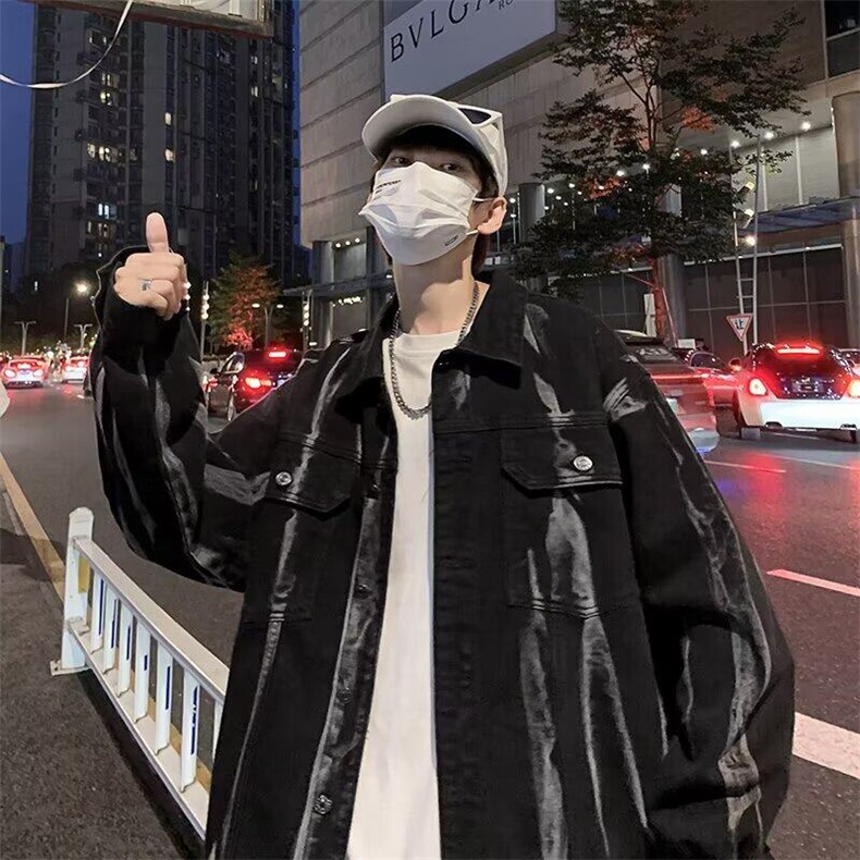 F680P68复古牛仔外套男款痞帅扎染男生牛仔衣高级感工装夹,男装夹克,星座512-6
