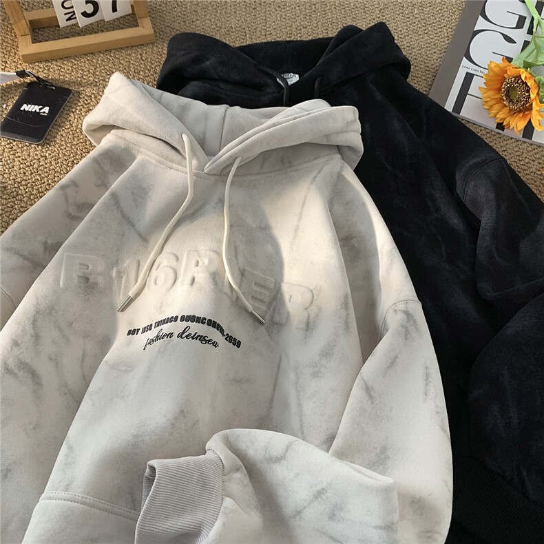 抖音得物高品质砂洗钢印连帽卫衣常规款-B386-DB36特p55-控88，男装卫衣，电商B386