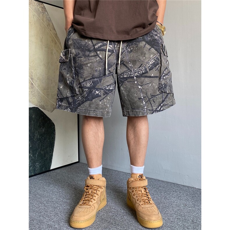 夏季美式休闲痞帅高端重磅迷彩工装短裤男宽松纯棉大码五分裤子潮,男装牛仔裤,星座506A