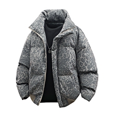 豹纹高街冬装复古立领棉服男女棉衣外套面包服做旧HZ8820-P88，男装棉衣，星座610B-1