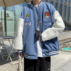 撞色拼接棒球服男春秋季chic港风刺绣外套学生休闲夹克JK143-p55，男装夹克，星座1008-1