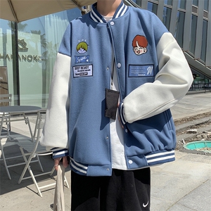 撞色拼接棒球服男春秋季chic港风刺绣外套学生休闲夹克JK143-p55图片