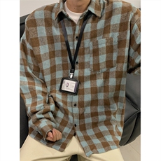 现货~磨毛加厚格子大码长袖衬衫C5899/特P25咖啡色2，男装衬衫，电商A094
