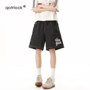 美式速干多巴胺短裤男女夏季新款潮牌百搭运动裤沙滩阔腿五分裤子图片