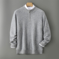 2025年秋季套头半高拉链时尚百搭通勤简约休闲，男装羊毛衫，暮绒羊羊绒