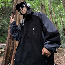 秋季潮牌外套男士拼接宽松百搭连帽冲锋衣夹克休闲棒球服CF76-P68，男装夹克，星座1008