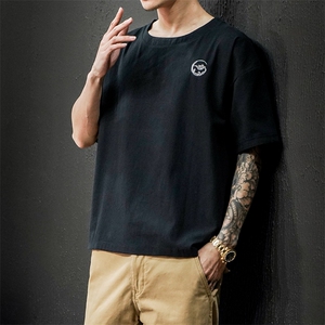 2021夏季新款日系风棉麻t恤男短袖五分袖夏季QT-6025T203-P25图片