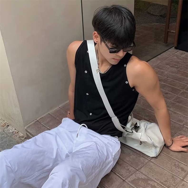 男夏季百搭潮流时尚针织不规则背心P34,男装背心/马甲,星座1116-2