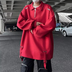 【有货】DA50-P40青少年POLO领文艺潮春秋半拉链翻领POLO衫长袖男图片