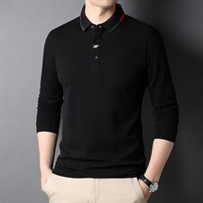 G2705男士2023年春季新款长袖体恤青年翻领POLO衫套头t恤P58，男装T恤，电商B360