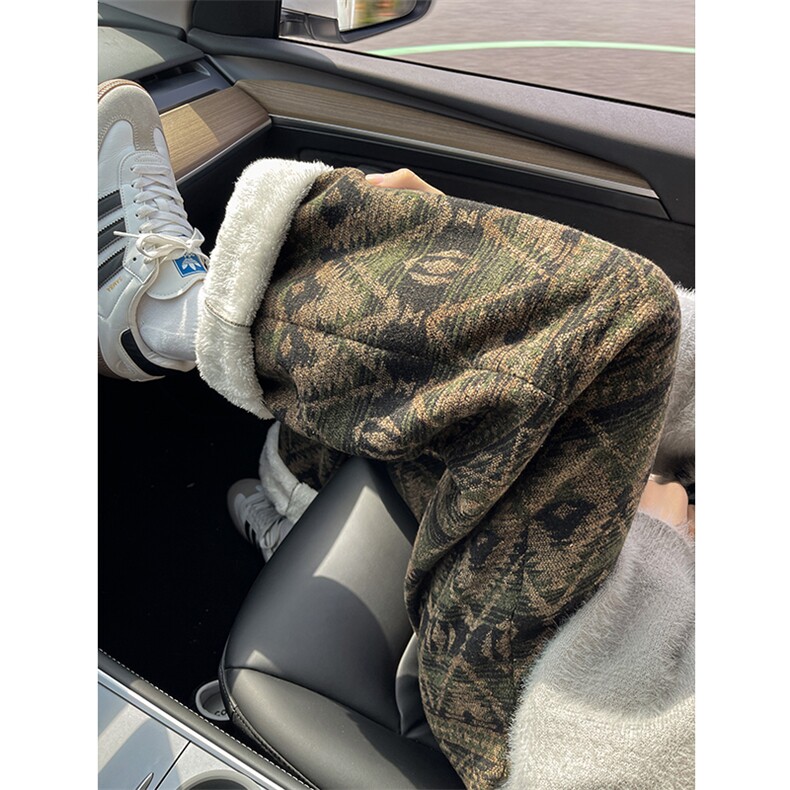 8XL-M羊羔绒裤子男冬季加绒加厚民族风重磅针织棉裤大码KZ023P78，男装棉裤，电商B312