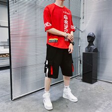 夏季新款短袖T恤短裤套装运动休闲宽松潮流两件套男装F178P70，男装休闲套装，电商A086