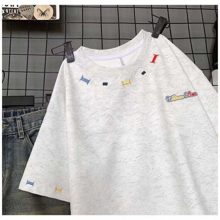 刺绣短袖T恤男女生夏季痞帅宽松半袖上衣青少年百搭T恤TX1501-p35,男装T恤,星座302B-2