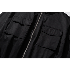 白底立领多口袋设计工装夹克男：聚酯纤维JK77987P85控138图片
