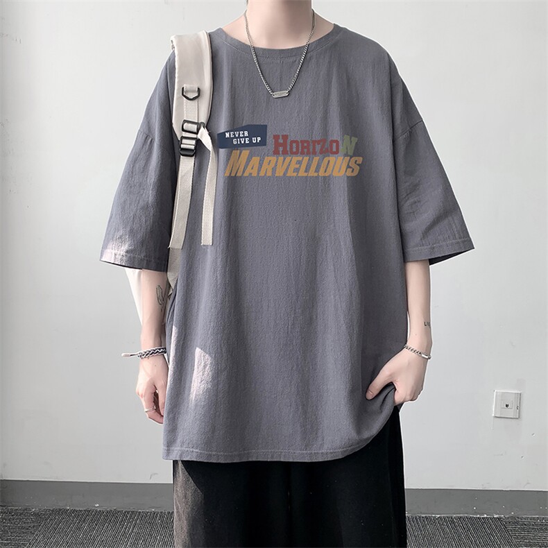 YT26384-P30亚麻短袖t恤男大码五分袖男宽松七分袖大皂风模特,男装T恤,电商A040