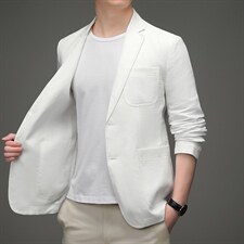 高档时尚气质轻便西装春秋简约亚麻休闲男士休闲西服HM2539-P215，男装西服，星座1105-3