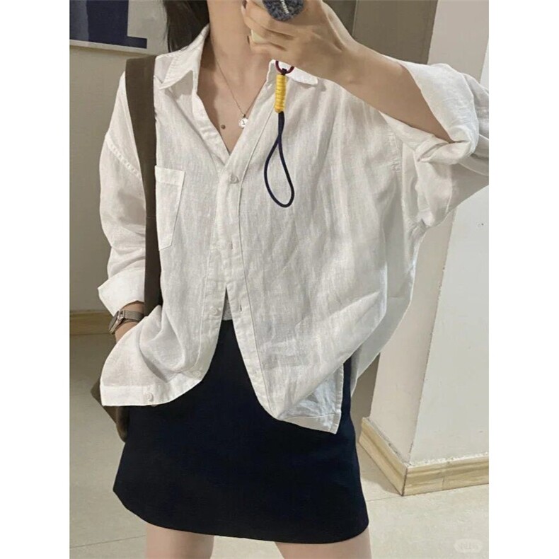 衬衣白色棉麻防晒外套长袖上衣女2025夏季宽松高级感新款薄款衬衫,男装防晒衣,星座506A