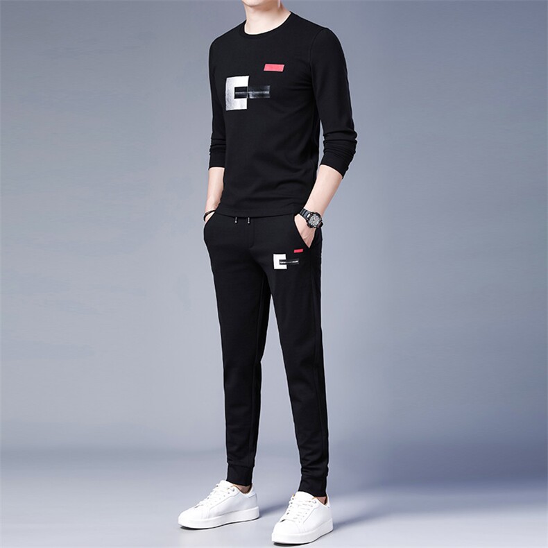 2023年新款潮牌运动套装男中年男士套头上衣圆领春秋季卫衣两件套,男装休闲套装,电商B212（原钱塘6029）