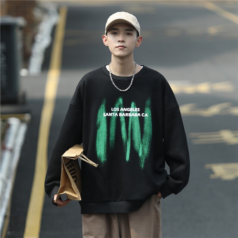 Cityboy卫衣ins港风宽松圆领百搭印花外套X5533-模特图-P55-限68,女装短外套,电商A061-1