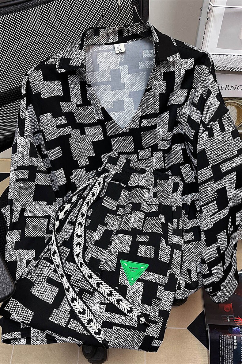 1冰丝套装九分裤大码M-5XL潮流搭配七分袖POLO衫男TZ7732P75控89,男装T恤,星座226-2