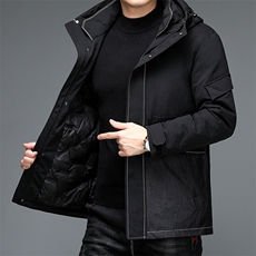 男士2023冬季新款连帽羽绒服中年男装灰鸭绒休闲上衣厚款保暖外套，男装羽绒服，电商B212（原钱塘6029）