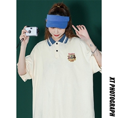 中性2023夏装新款设计感ins潮流宽松短袖POLO衫PL201P35控48，男装T恤，A247A
