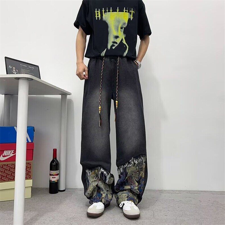 日系新款美式复古微喇牛仔裤男2025新款简约时尚潮流,男装牛仔裤,星座506