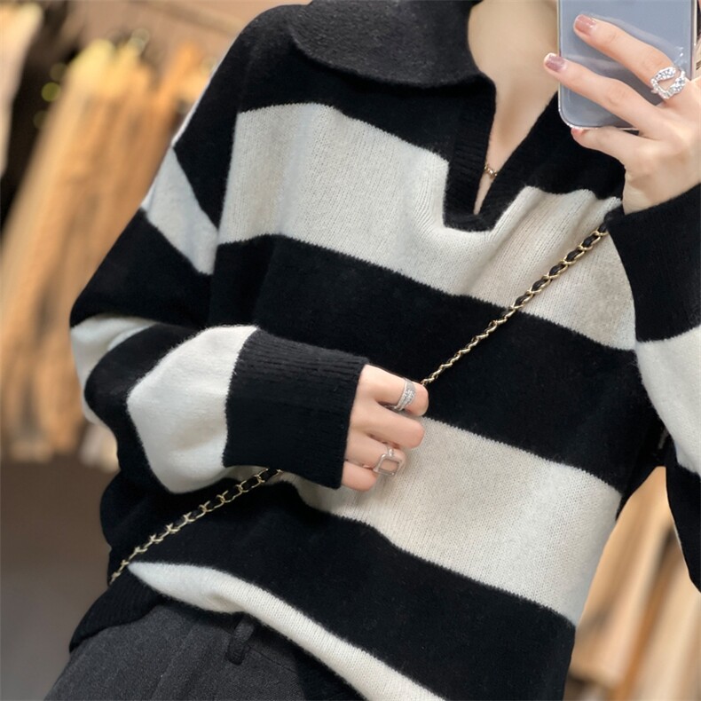 初秋潮流修身显瘦百搭女士开领羊毛衫,女装羊毛衫,温贝羊绒