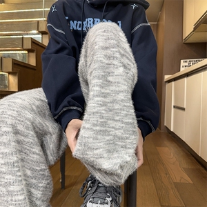 软糯松弛感裤子男秋季情侣宽松直筒垂坠感慵懒风彩色拖地休闲长裤图片